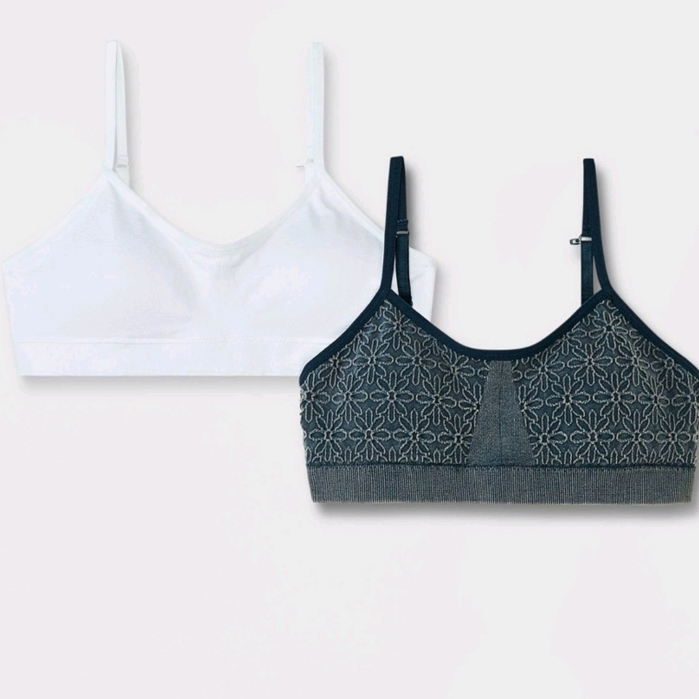 Art Class Girls 2 Pack Ruched Floral Seamless Bra